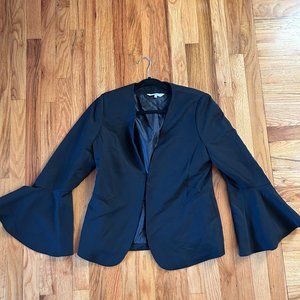Black Bell-Sleeved Women's Blazer